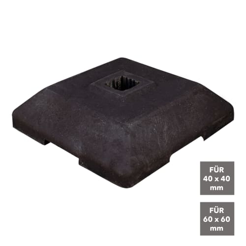 Bakenständerfußplatte, 12 kg, Einstecktasche 60 x 60 mm oder 40 x 40 mm