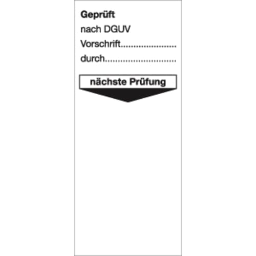 10x Grundplakette Geprüft nach DGUV nächste Prüfung, Weiß, 95 x 40 mm, Folie
