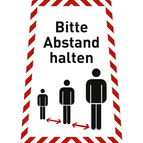 Aufkleber Bitte Abstand halten mit Text und Piktogramm