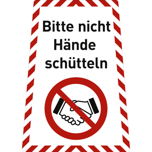 Aufkleber Bitte nicht Hände schütteln mit Text und Piktogramm