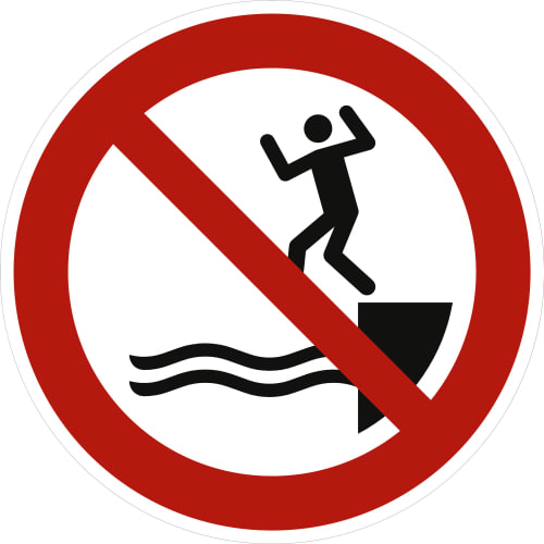 Verbotszeichen In das Wasser springen verboten nach ISO 20712-1, P061