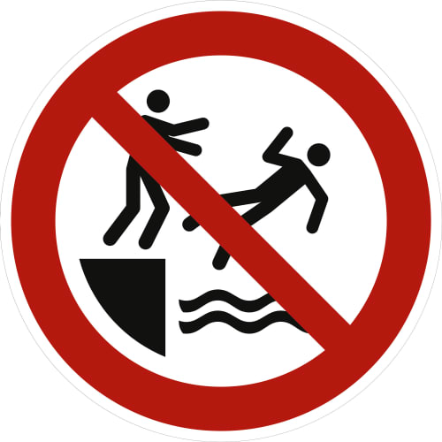 Verbotszeichen Nicht in das Wasser stoßen nach ISO 20712-1, P062