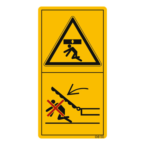 Maschinenschild Sich nicht im Schwenkbereich von Geräten aufhalten
