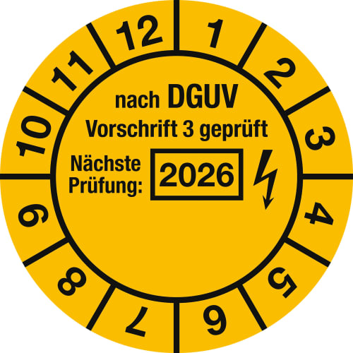 Prüfplaketten - nach DGUV Vorschrift 3 geprüft, Nächste Prüfung
