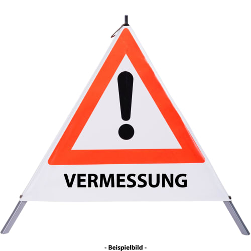 Faltsignal Vermessungsarbeiten mit Achtung Symbol