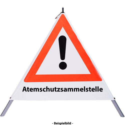 Faltsignal - Gefahrenstelle mit Text: Atemschutzsammelstelle