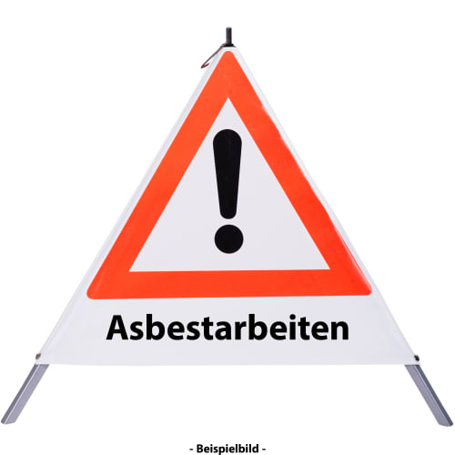 Faltsignal - Gefahrenstelle mit Text: Asbestarbeiten
