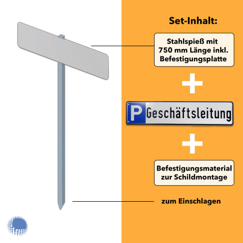 Parkplatzreservierer-Set Geschäftsleitung, geprägt, mit Erdspieß