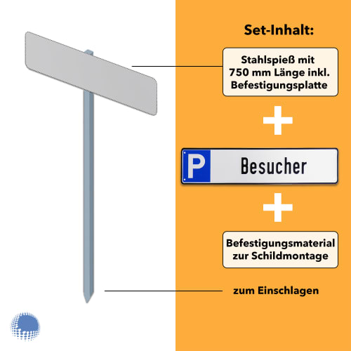 Parkplatzreservierer-Set 'Besucher', geprägt, mit Erdspieß