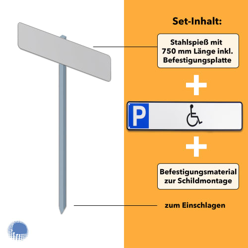 Parkplatzreservierer-Set 'Behindertenparkplatz', geprägt, mit Erdspieß