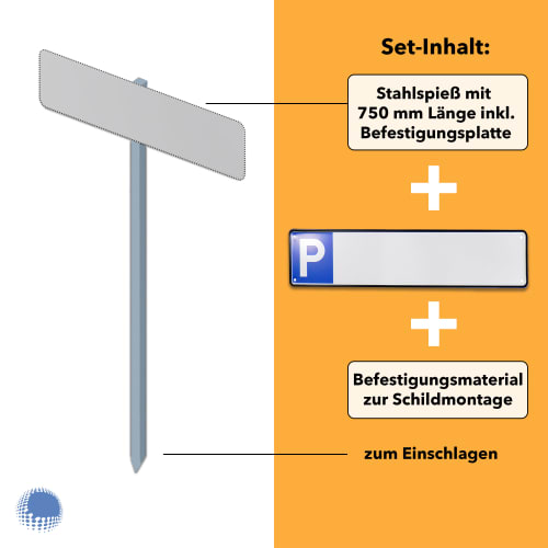 Parkplatzreservierer-Set 'Blanko mit P-Symbol', geprägt, mit Erdspieß