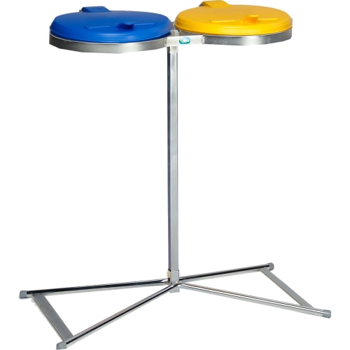 Doppel-Abfallsammler Standard D | Deckel blau und gelb