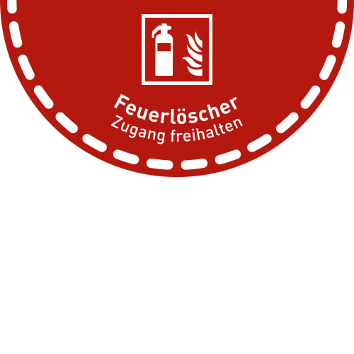 Fußbodenaufkleber Feuerlöscher, Halbkreis