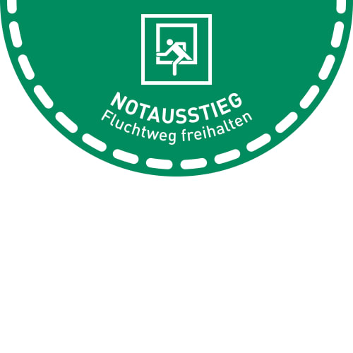 Fußbodenaufkleber Notausstieg, Halbkreis