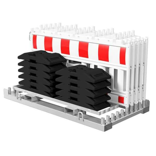 10er NOX LIGHT Absperrschranken-Set | weiß | mit Fußplatten