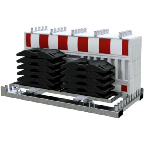 10er ULTRA Euro 3 Absperrschranken-Set | weiß | mit Fußplatten