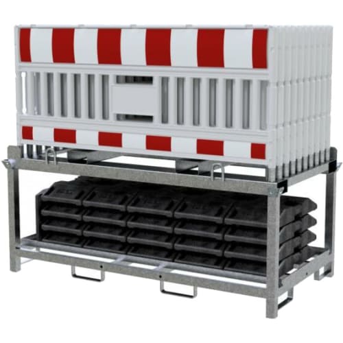 20er ULTRA Euro 3 Absperrschranken-Set | weiß | mit Fußplatten