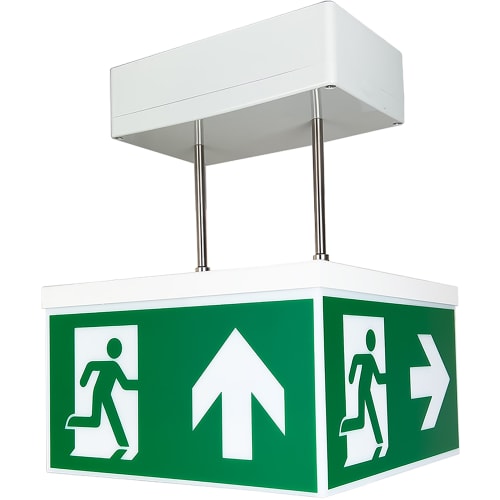 Rettungszeichenwürfel QUADRO CUBIC mit Pendelaufhängung, 7L-Schutzlicht