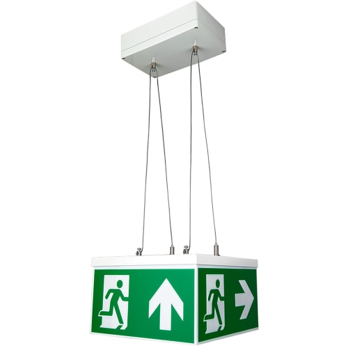 Rettungszeichenwürfel QUADRO CUBIC mit 500 cm Kettenaufhängung, 7L-Schutzlicht