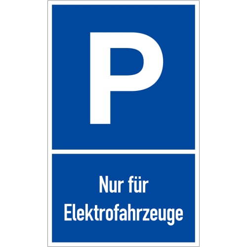 Parkplatzschild P - Nur für Elektrofahrzeuge