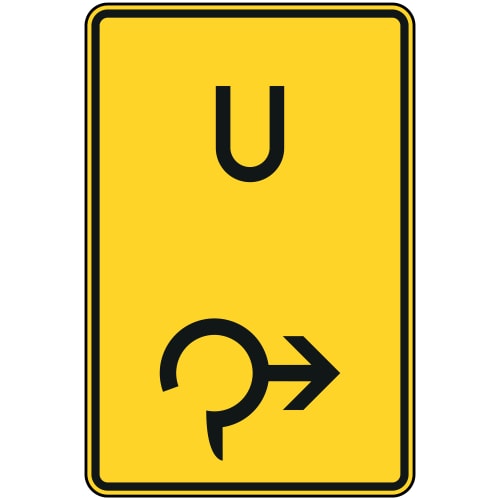 Ankündigung oder Fortsetzung der Umleitung im Kreisverkehr rechts - Verkehrsschild VZ 455.1-23