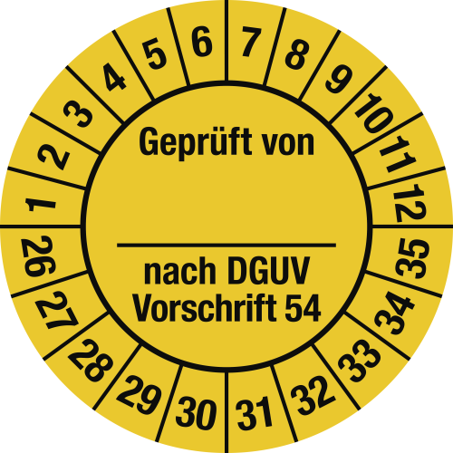 Prüfplaketten - Geprüft von ___ nach DGUV Vorschrift 54