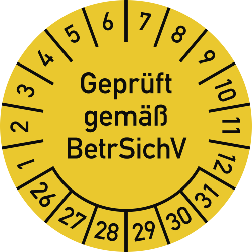 Prüfplaketten - Geprüft gemäß BetrSichV