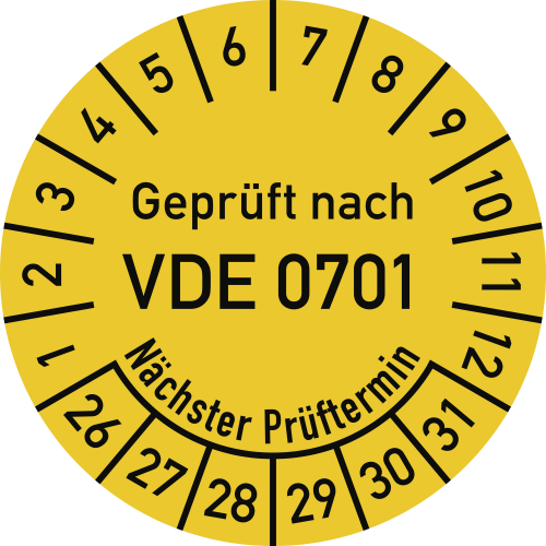 Prüfplakette - Geprüft nach VDE 0701, Nächster Prüftermin