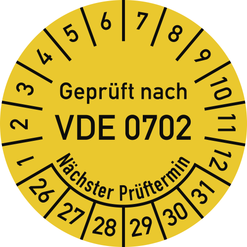 Prüfplakette - Geprüft nach VDE 0702, Nächster Prüftermin