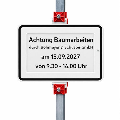 Zusatzzeichen mit Wechselmodul für austauschbare Texte nach StVO