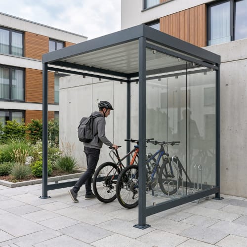 Kompakt-Fahrradüberdachung Köln Bike Enonomy K2 b/b