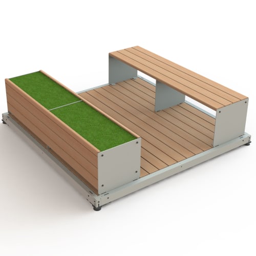 Stadtmobiliar Parklet mit Hocker und Beet