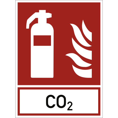 "Kombischild Feuerlöscher mit Text "CO2""
