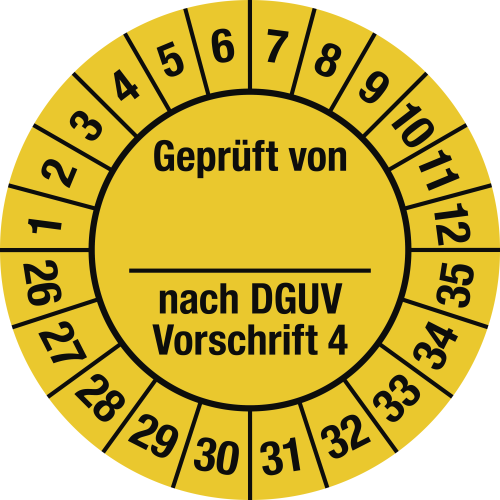 Prüfplaketten - Geprüft von ___ nach DGUV Vorschrift 4