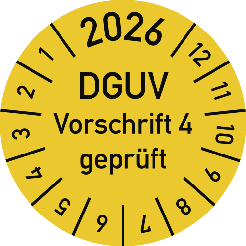 Prüfplaketten DGUV Vorschrift 4 geprüft