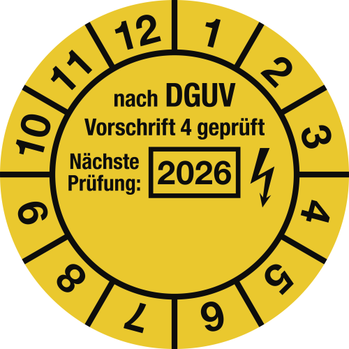Prüfplaketten - nach DGUV Vorschrift 4 geprüft, Nächste Prüfung