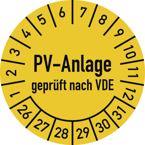 Prüfplaketten - PV-Anlage geprüft nach VDE