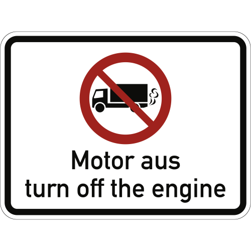 Hinweisschild Motor aus / turn off the engine
