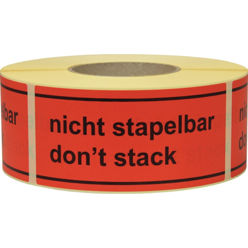 1000er-Rolle Hinweisetikett Nicht stapelbar – rot