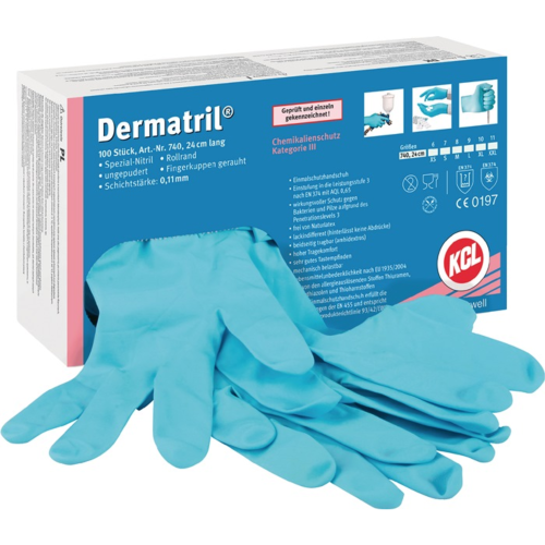 100er-Box Honeywell Einweghandschuhe Dermatril 740 – Nitril, Größe 7–11 wählbar