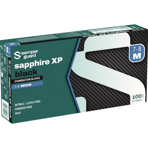 90er-Box Sempermed Einweghandschuhe Semperguard Sapphire XP black – Nitril, Größe XL