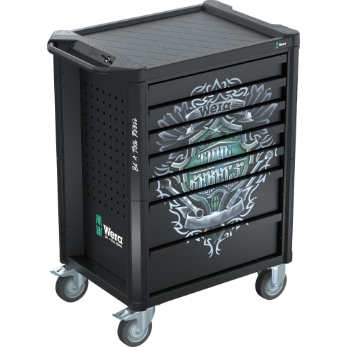 Wera Werkstattwagen 9700 Tool Rebel - 78-teilig | 7 Schubladen, schwarz, Außenbreite 785 mm