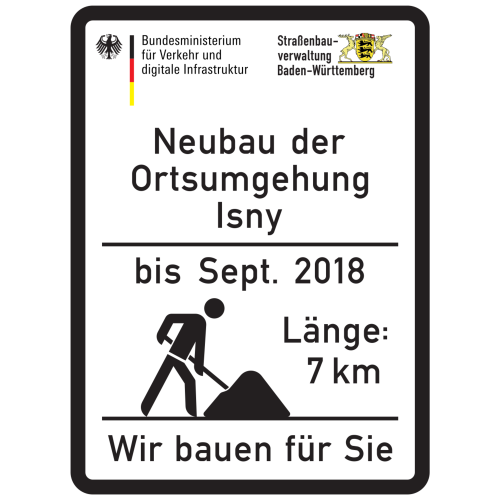 Baustellenschild für Bundesstraßen