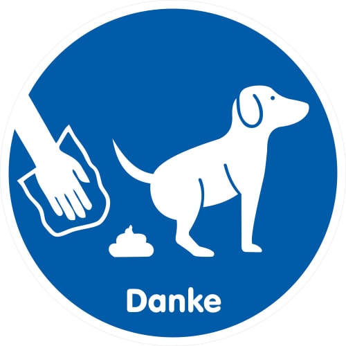 Gebotszeichen Hundeklo 'Danke' in Verkehrszeichenqualität