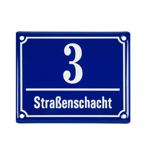 Nürnberger Hausnummernschild mit Straßenbezeichnung aus Emaille
