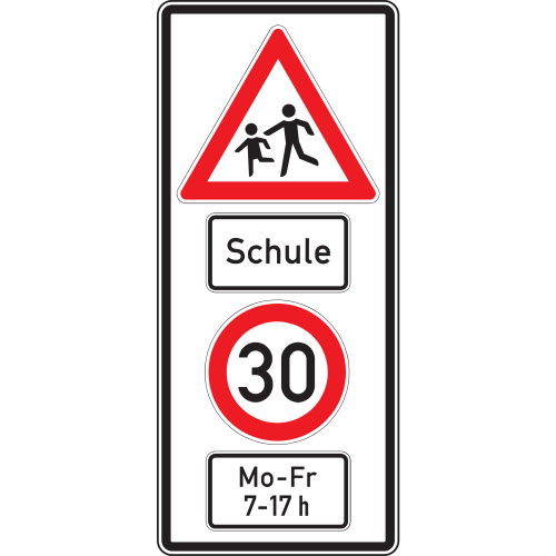Schulwegschild mit zeitlicher Begrenzung