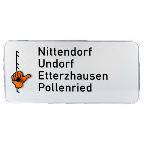 Haltestellenschild Mitfahrgelegenheit mit Ortsangabe