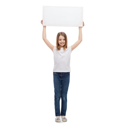 Warnfigur Kind mit Schild