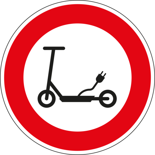 Verbot für Elektrokleinstfahrzeuge im Sinne der Elektrokleinstfahrzeuge-Verordnung (eKFV) - Verkehrsschild VZ 257-59