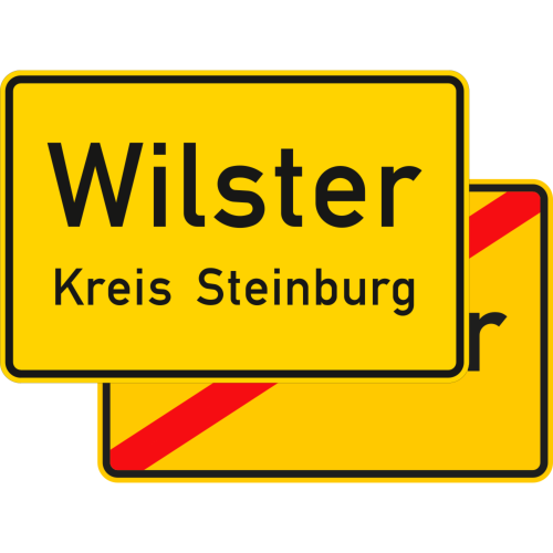 Ortstafel, doppelseitig, Rückseite ohne Zielangabe (Rückseite VZ 311) - Verkehrsschild VZ 310-41